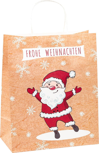 TSI 88318 Christmas Kraft Paper Gift Bags Large 32 x 26 x 12 cm Pack of 6 Large Motif Christmas series 2 1 Set (= 6 Stück)