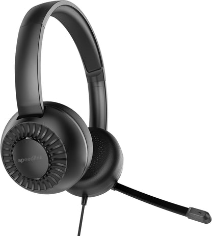Speedlink METIS USB Stereo Headset - Lightweight Wired Headset with Microphone and Wired Remote Control, USB-A and 3.5 mm Jack, Office and Home Office, Storage Bag