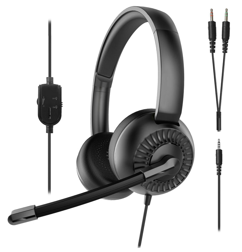 Speedlink METIS USB Stereo Headset - Lightweight Wired Headset with Microphone and Wired Remote Control, USB-A and 3.5 mm Jack, Office and Home Office, Storage Bag