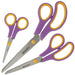 Westcott Soft Grip Scissors 5.5", 3, 8, 20, 1 and 24.7 cm, Stainless Steel Scissors, Purple-Yellow, 3 Pack, N-90029 00, Cassis/Yellow, Set of 3-13.8 cm, 20.1 cm and 24.8 cm