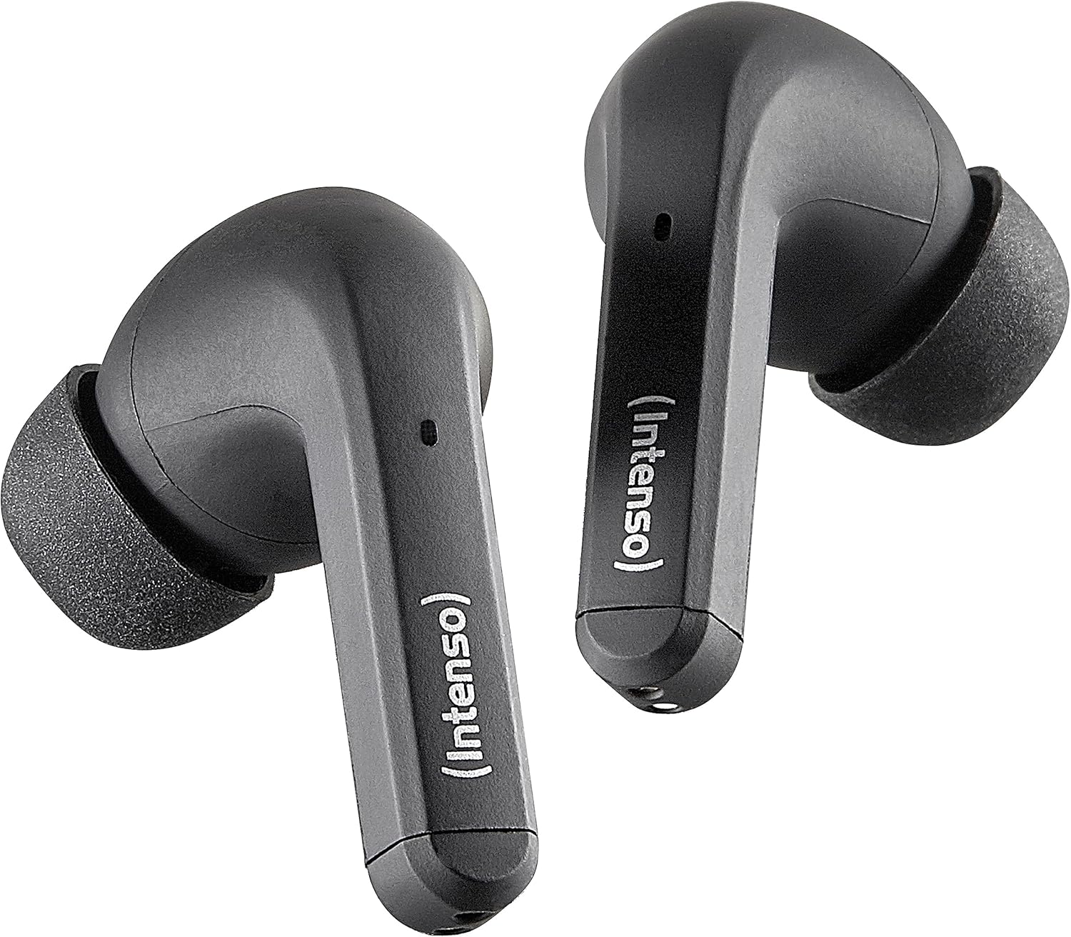 Intenso Black Buds - TWS True Wireless Kopfhörer T300A mit Active Noise Cancelling und bis zu 35 Std. Musikwiedergabe, klein