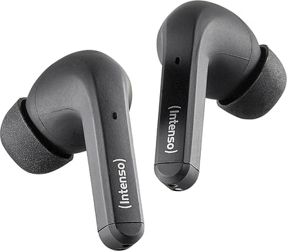 Intenso Black Buds - TWS True Wireless Kopfhörer T300A mit Active Noise Cancelling und bis zu 35 Std. Musikwiedergabe, klein