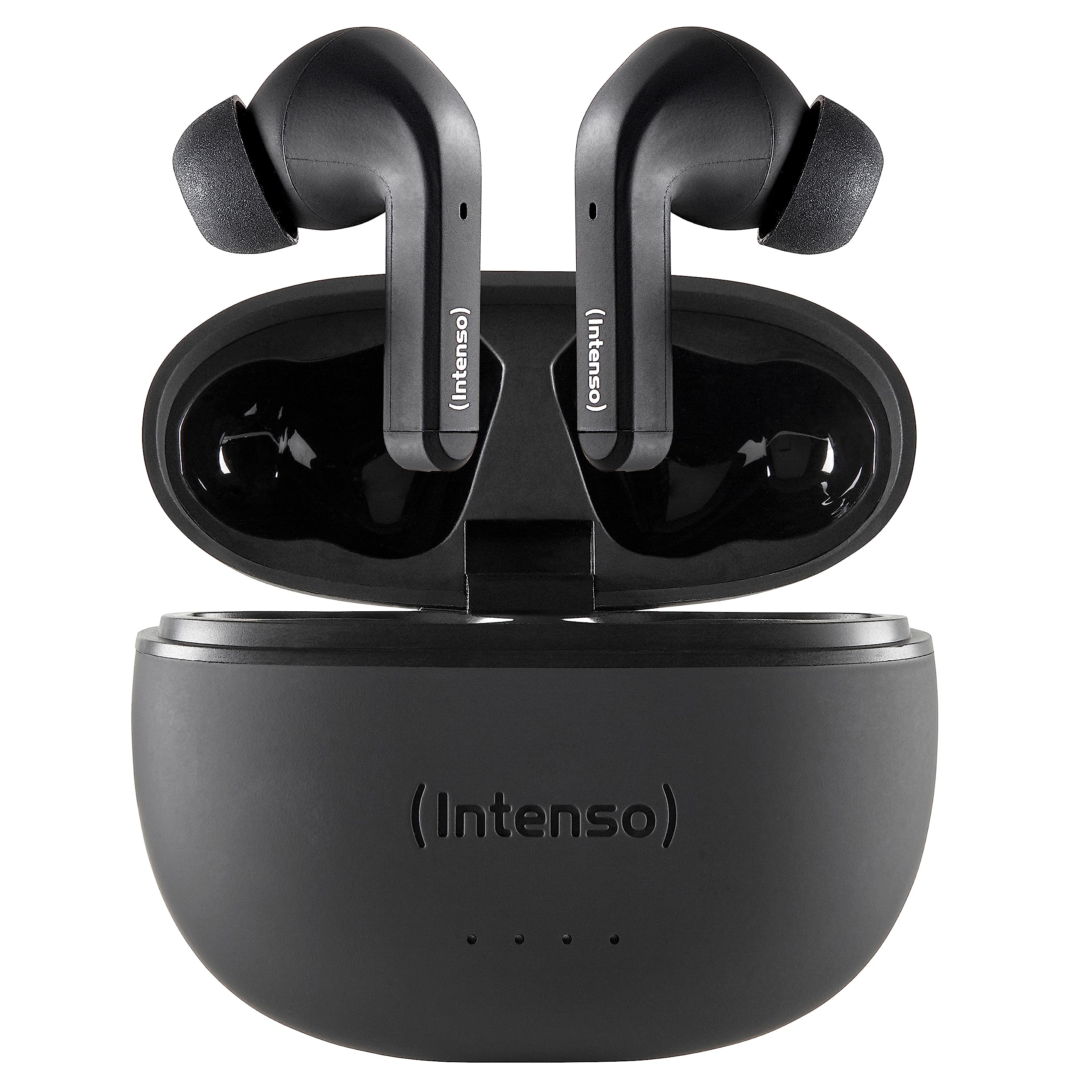 Intenso Black Buds - TWS True Wireless Kopfhörer T300A mit Active Noise Cancelling und bis zu 35 Std. Musikwiedergabe, klein