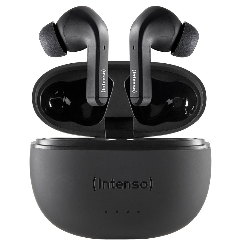 Intenso Black Buds - TWS True Wireless Kopfhörer T300A mit Active Noise Cancelling und bis zu 35 Std. Musikwiedergabe, klein