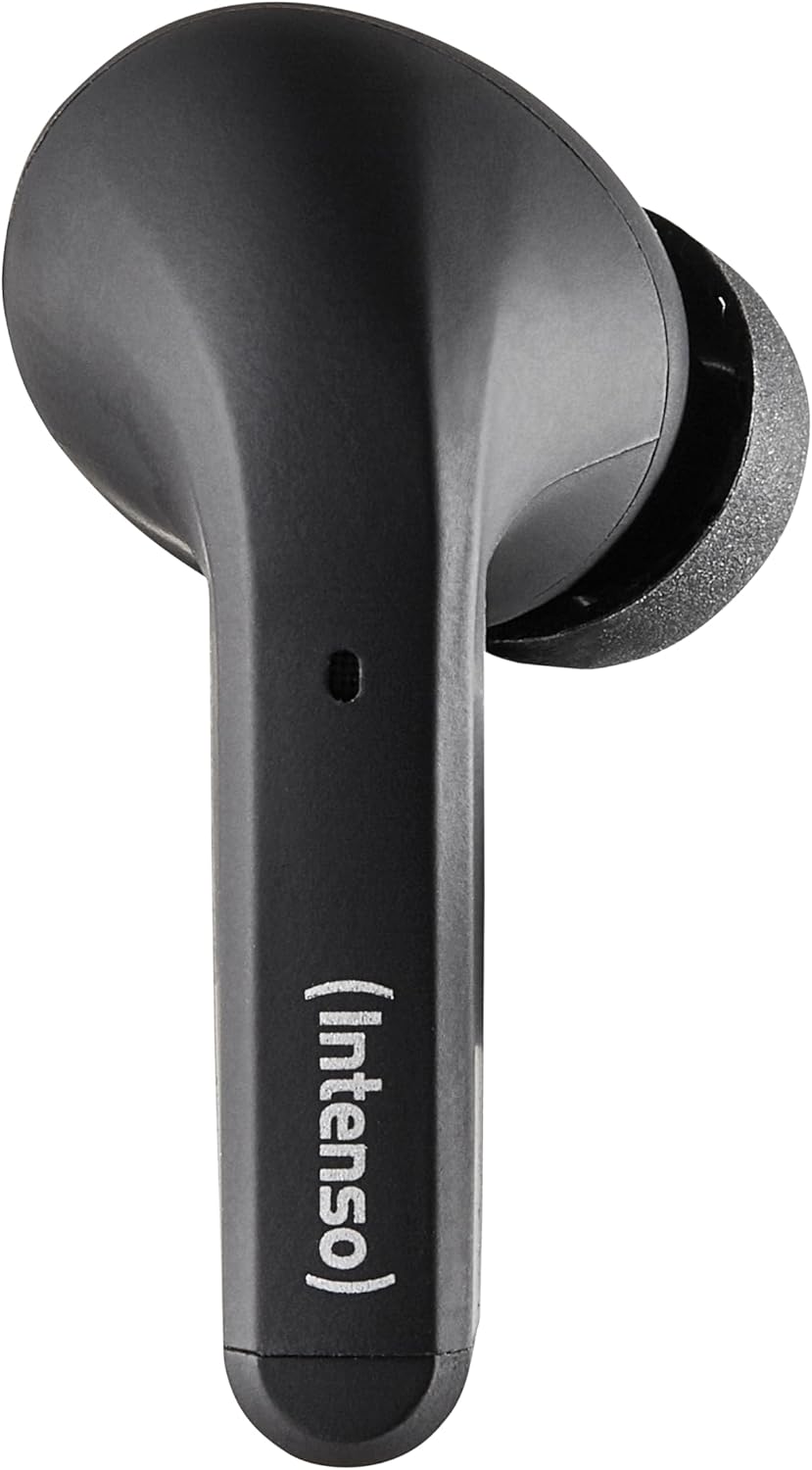 Intenso Black Buds - TWS True Wireless Kopfhörer T300A mit Active Noise Cancelling und bis zu 35 Std. Musikwiedergabe, klein
