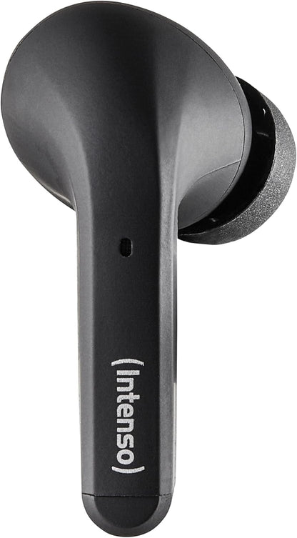 Intenso Black Buds - TWS True Wireless Kopfhörer T300A mit Active Noise Cancelling und bis zu 35 Std. Musikwiedergabe, klein