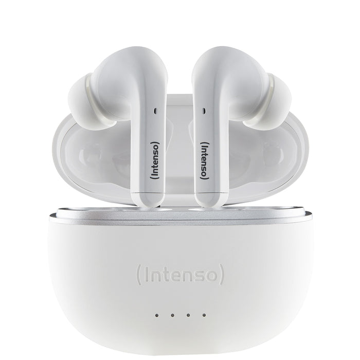 Intenso White Buds - TWS True Wireless Kopfhörer T302A mit Active Noise Cancelling und bis zu 35 Std. Musikwiedergabe, klein
