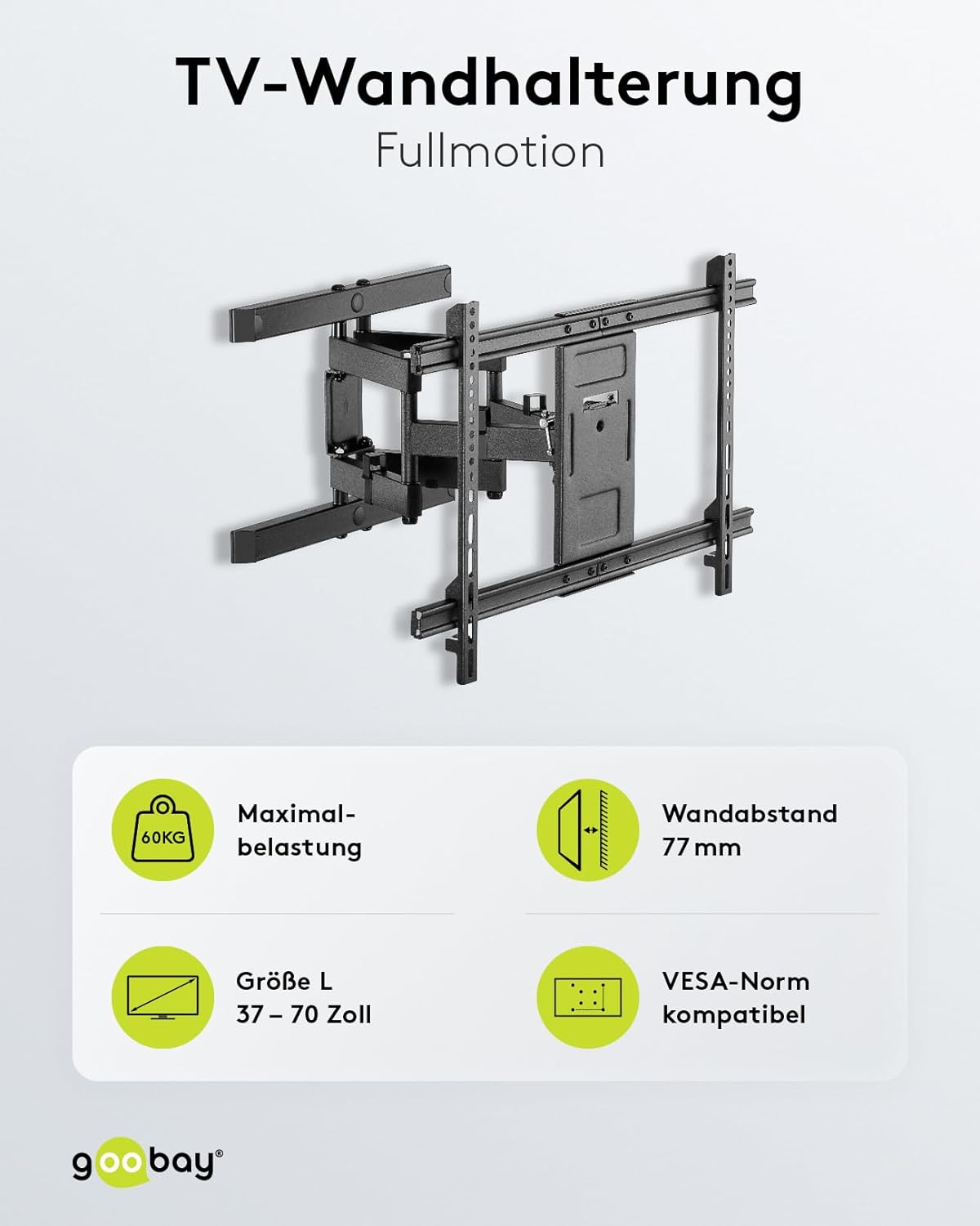 goobay TV-Wandhalterung Pro FULLMOTION (L) schwarz