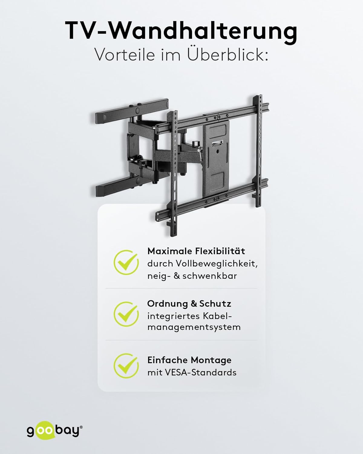goobay TV-Wandhalterung Pro FULLMOTION (L) schwarz