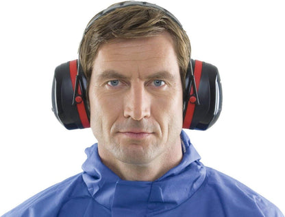 3M Peltor Optime III Ear Defenders Adults – Protective Earmuffs with Headband, Hearing Protection Against High Noise Levels in Industrial Settings, 35 dB, Black/Red