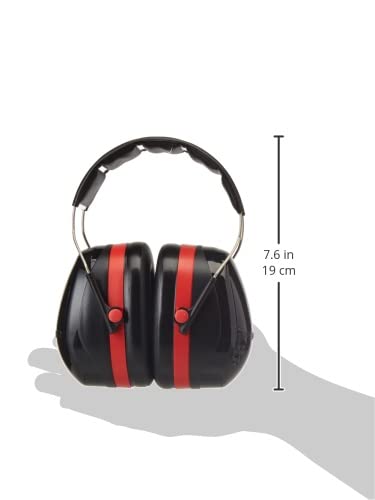 3M Peltor Optime III Ear Defenders Adults – Protective Earmuffs with Headband, Hearing Protection Against High Noise Levels in Industrial Settings, 35 dB, Black/Red