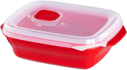 Xavax Mikrowellengeschirr Set 3-teilig + Deckel (Frischhalte-Dose ideal zum Einfrieren/Erhitzen v. Speisen, verschließbare Mikrowellendose spülmaschinenfest, 2x0,6l, 1x1,3l) Rot 2 Dosen 600 ml, 1 Dose 1300 ml