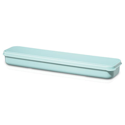 Xavax Besteck Set 4 teilig (Campingbesteck mit Messer, Gabel, Löffel aus Edelstahl, inkl. Box für Transport und Aufbewahrung, to Go Besteck für unterwegs, Reisebesteck spülmaschinenfest) Pastellblau