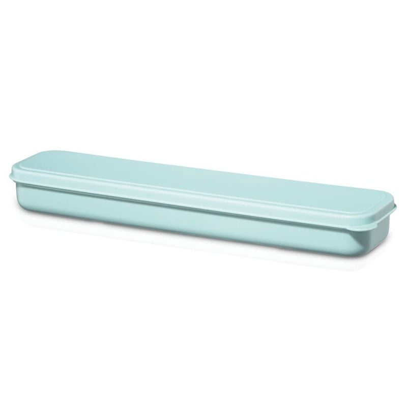 Xavax Besteck Set 4 teilig (Campingbesteck mit Messer, Gabel, Löffel aus Edelstahl, inkl. Box für Transport und Aufbewahrung, to Go Besteck für unterwegs, Reisebesteck spülmaschinenfest) Pastellblau