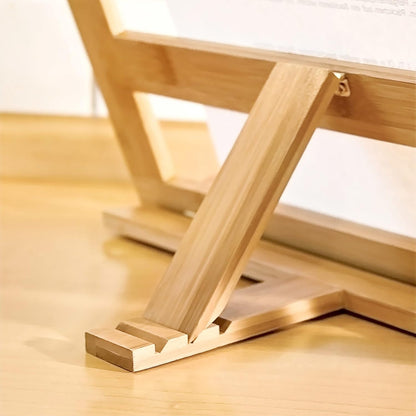 Relaxdays Kochbuchhalter Bambus H x B x T: ca. 24 x 32 x 18 cm Buchstütze für Küche und Büro Rezepthalter mit 3 Neigungsstufen als Buchstütze und Leseständer Kochbuchständer mit Seitenhalter, natur