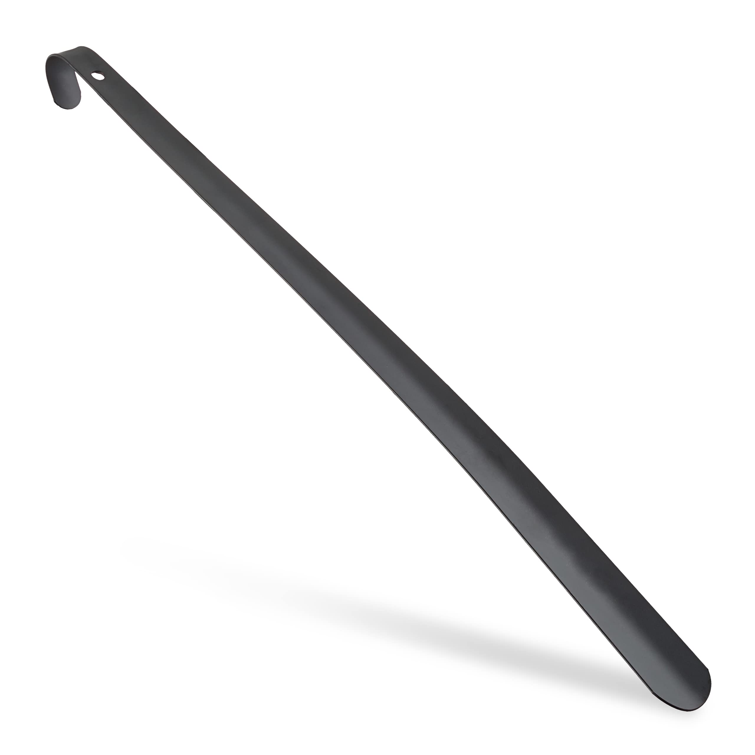 Relaxdays Comfy Metal Shoehorn, Sturdy, 60cm Long, Large Shoe Horn, Hanging, With Handle, Black, Iron, 60 x 4 x 4 cm
