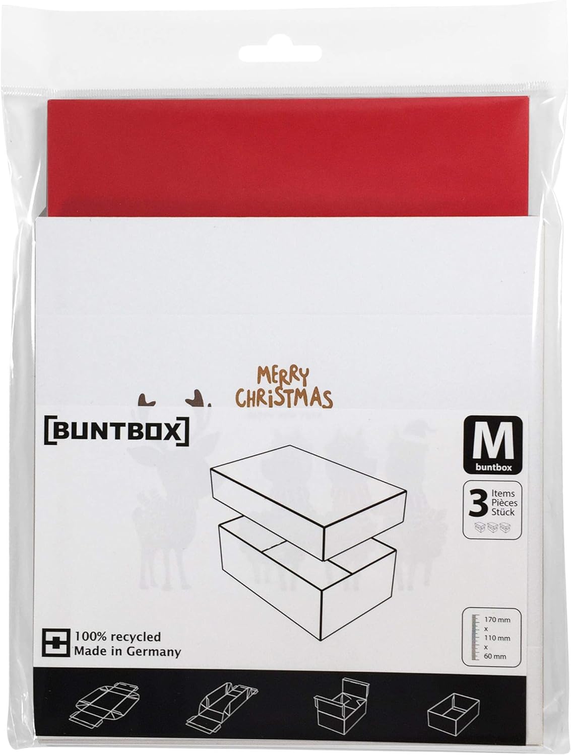 BUNTBOX 2010-26 Christmas Cardboard Set Size M 3 Pieces to Assemble Yourself