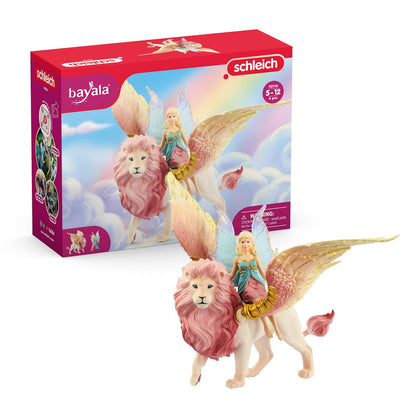 Fairy in Flight on Winged Lion schleich BAYALA with Moveable Parts, Detachable Toy Fairy Figurine Riding Magical Pink Lion, for Children Ages 5-12 Years Current Box Style