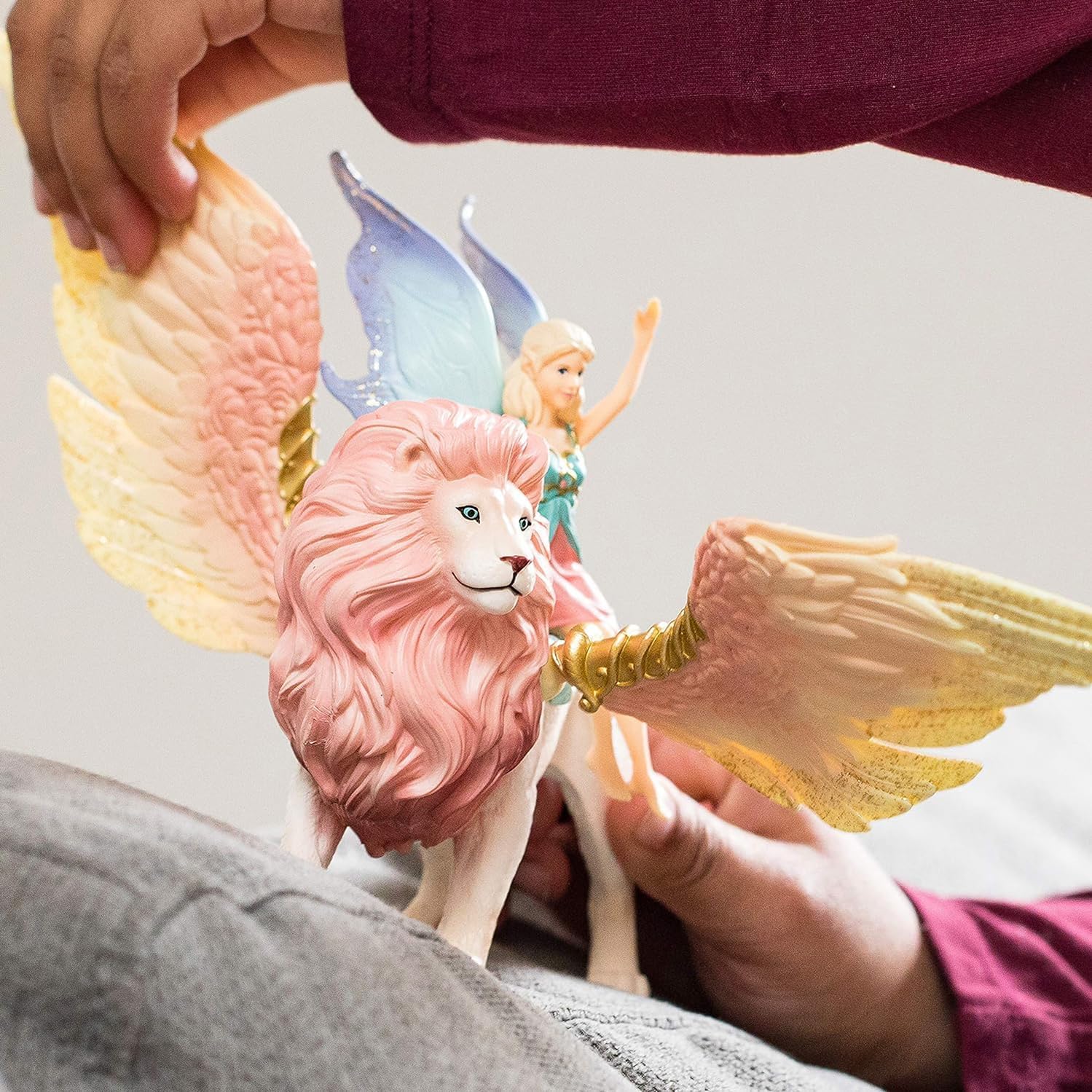 Fairy in Flight on Winged Lion schleich BAYALA with Moveable Parts, Detachable Toy Fairy Figurine Riding Magical Pink Lion, for Children Ages 5-12 Years Current Box Style