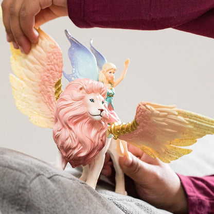 Fairy in Flight on Winged Lion schleich BAYALA with Moveable Parts, Detachable Toy Fairy Figurine Riding Magical Pink Lion, for Children Ages 5-12 Years Current Box Style