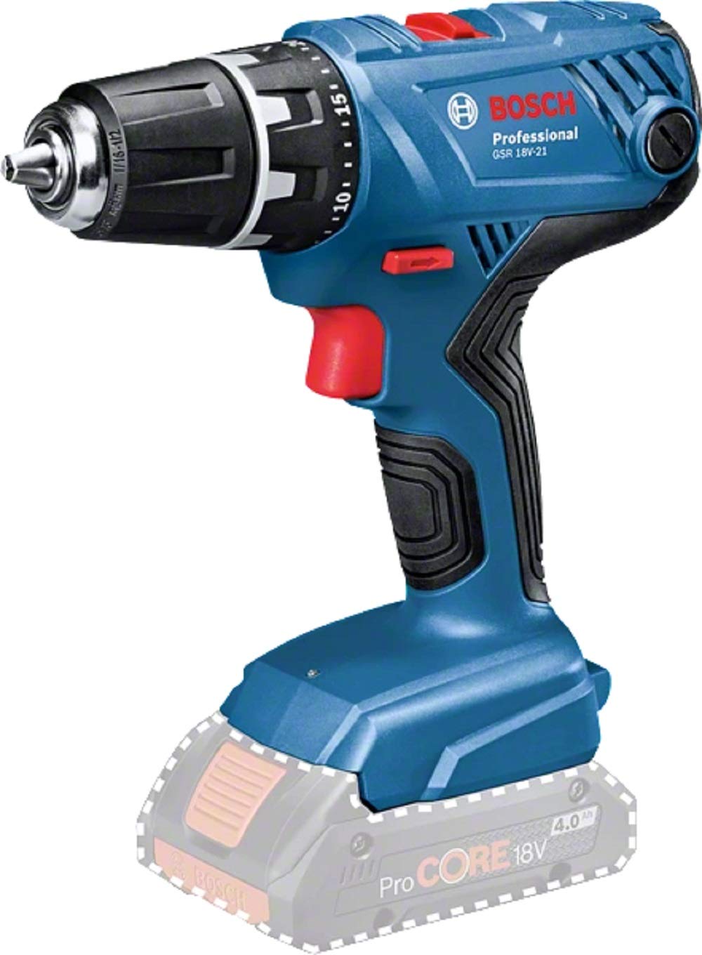 Bosch Professional 18V System Akku Bohrschrauber GSR 18V-21 (max. Drehmoment: 55 Nm, ohne Akkus und Ladegerät, im Karton) im Karton GSR 18V-21