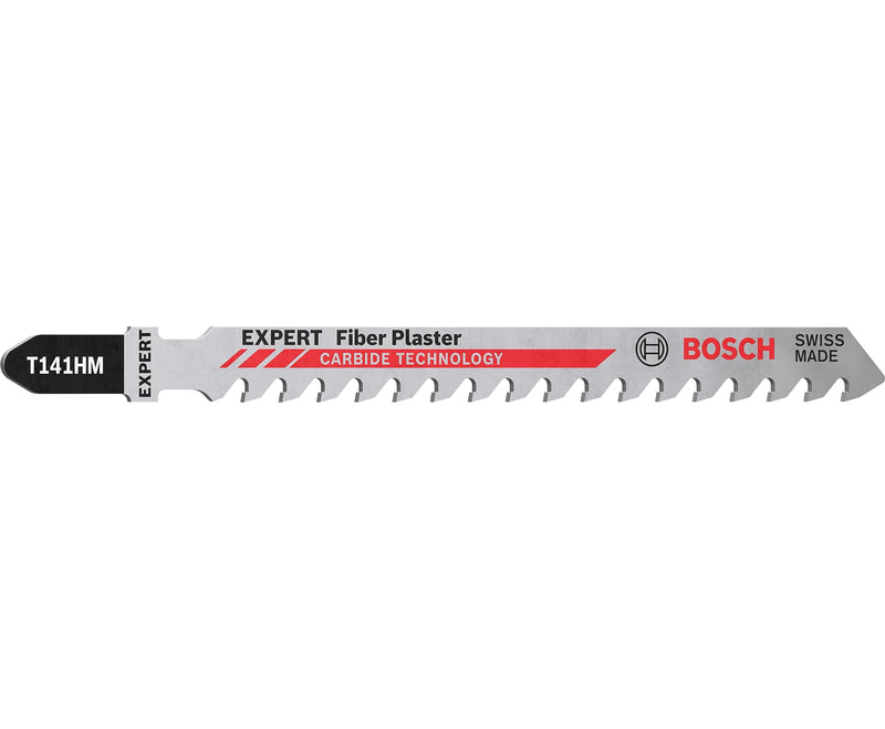 Bosch Accessories 3x Expert ‘Fiber Plaster’ T 141 HM Stichsägeblatt (für Faserzementplatten, Gipskartonplatte, Länge 100 mm, Zubehör Stichsäge) 5 - 50 mm Gipskarton & Zementfaserplatten hohe Standzeit 3 Stück