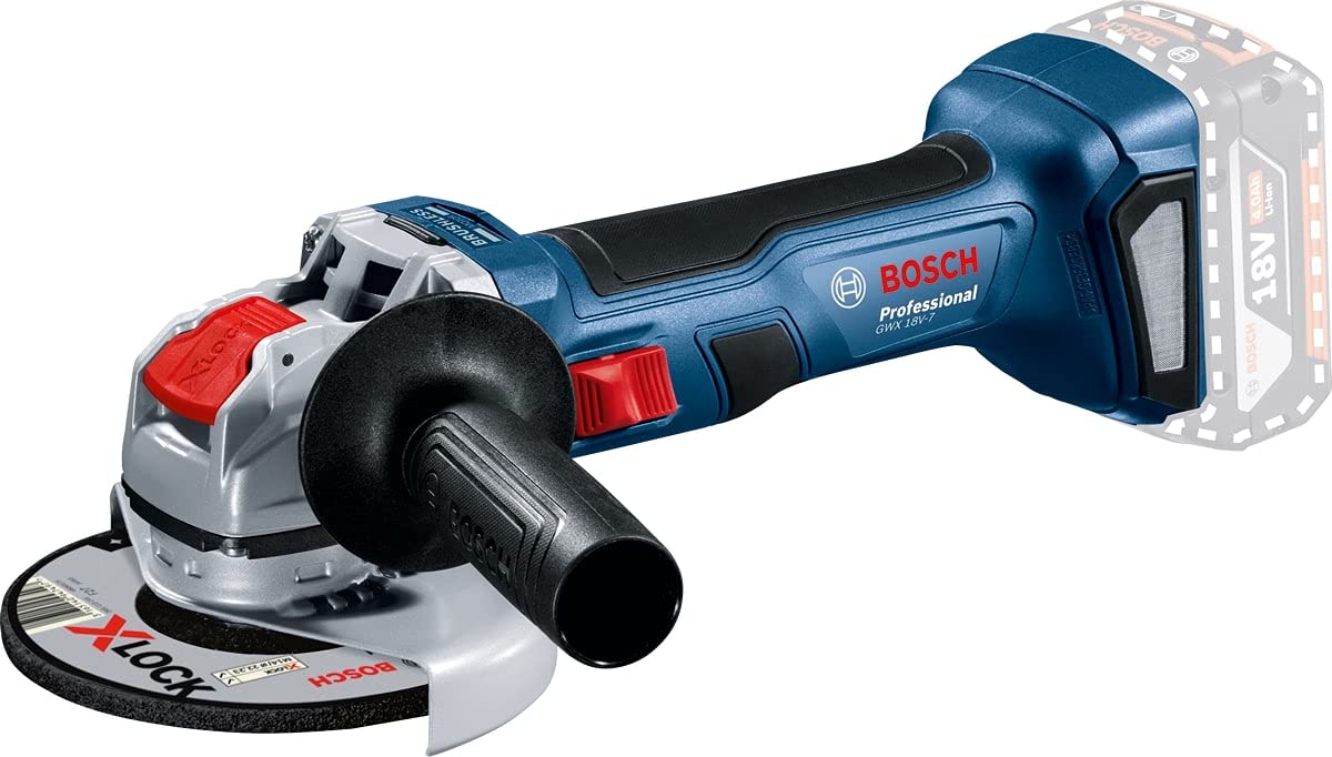 Bosch Professional 18V System Akku Winkelschleifer GWX 18V-7 (mit X-LOCK-Aufnahme, Scheiben- Ø125mm, ohne Akkus und Ladegerät, im Karton) 125 mm in Karton