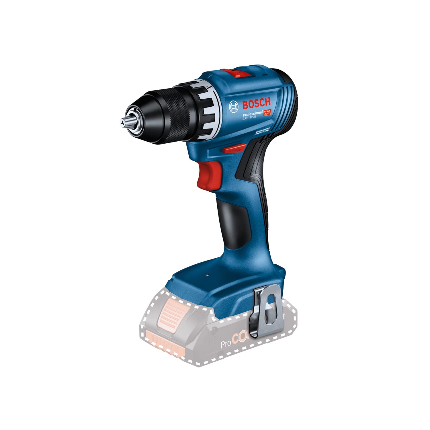 Bosch Professional 18V System Akku-Bohrschrauber GSR 18V-45 (Drehzahl 1.900 min⁻¹, Akkus und Ladegerät nicht enthalten, im Karton), Blue, 06019K3200 ohne Akkus/Ladegerät im Karton