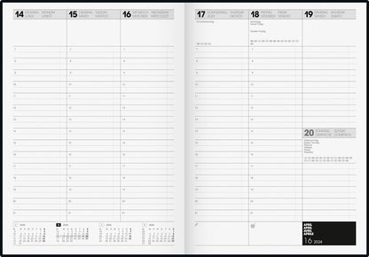 BRUNNEN 1072440904 Wochenkalender Buchkalender TimeCenter 2024 TimeCenter Modell 724 2 Seiten = 1 Woche Blattgröße 21 x 29,7 cm A4 Baladek-Einband schwarz
