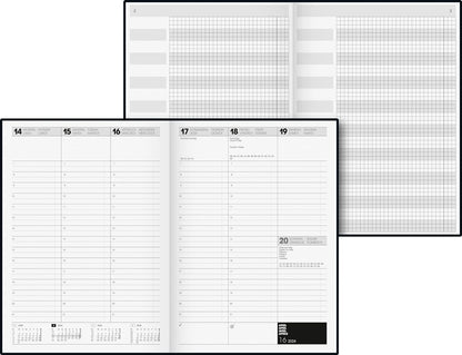 BRUNNEN 1072440904 Wochenkalender Buchkalender TimeCenter 2024 TimeCenter Modell 724 2 Seiten = 1 Woche Blattgröße 21 x 29,7 cm A4 Baladek-Einband schwarz