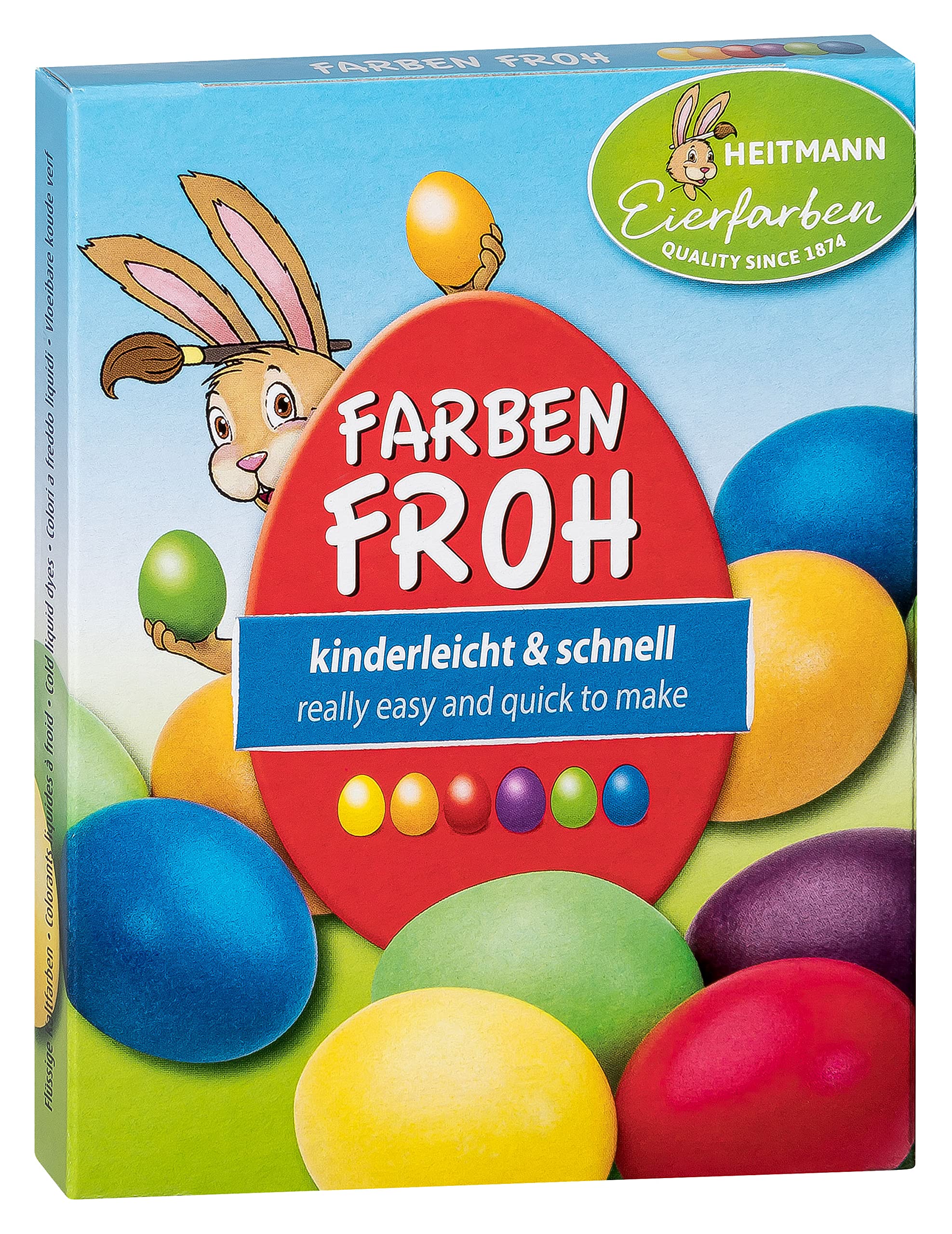 Heitmann Eierfarben - Farben Froh - 6 flüssige Eierfarben 1017049 Gelb, Orange, Rot, Grün, Blau, Pflaume 30 Milliliters (Packung mit 3)