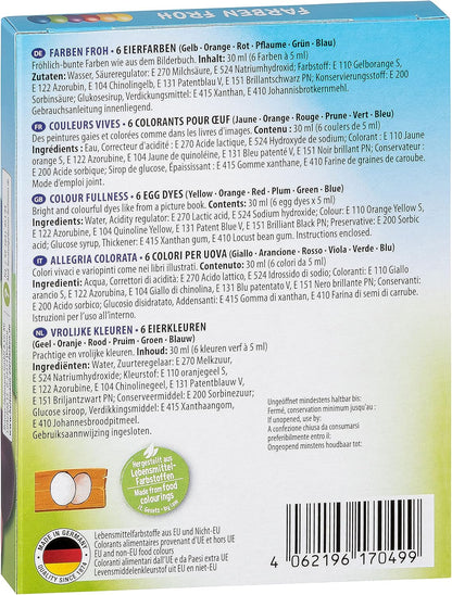 Heitmann Eierfarben - Farben Froh - 6 flüssige Eierfarben 1017049 Gelb, Orange, Rot, Grün, Blau, Pflaume 30 Milliliters (Packung mit 3)