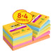 Post-it Super Sticky Notes Carnival Color Collection,Value Pack of 8 + 4 Free Pads, 90 Sheets per Pad, 76 mm x 76 mm, Yellow, Blue. Green, Pink - Extra Sticky Notes For Note Taking & To Do Lists