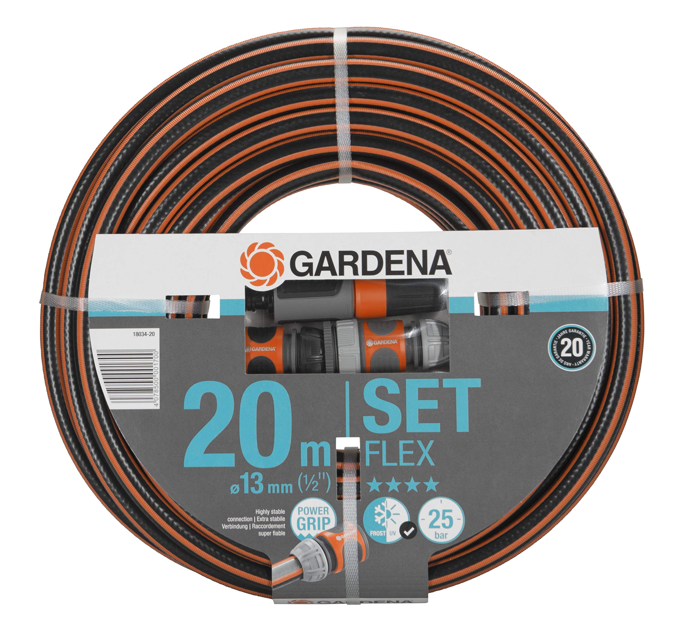Gardena 18034-20 Schlauch, Schwarz, 20 m mit Systemteile 20m mit Systemteile Single