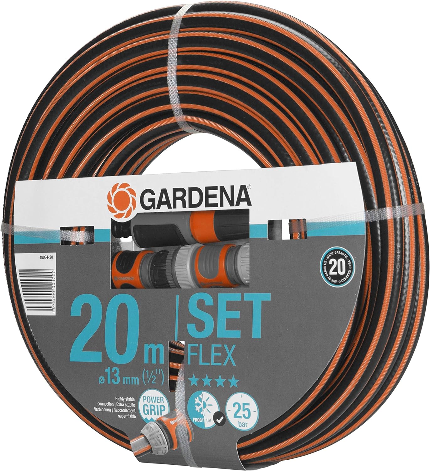 Gardena 18034-20 Schlauch, Schwarz, 20 m mit Systemteile 20m mit Systemteile Single