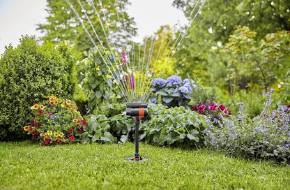 GARDENA Pipeline sprinkler system rectangular sprinkler: For watering areas of up to 216 m², reach of up to 18 m, spray spread of up to 12 m, Original System fitting (08251-20) Pipeline Oscillating Sprinkler