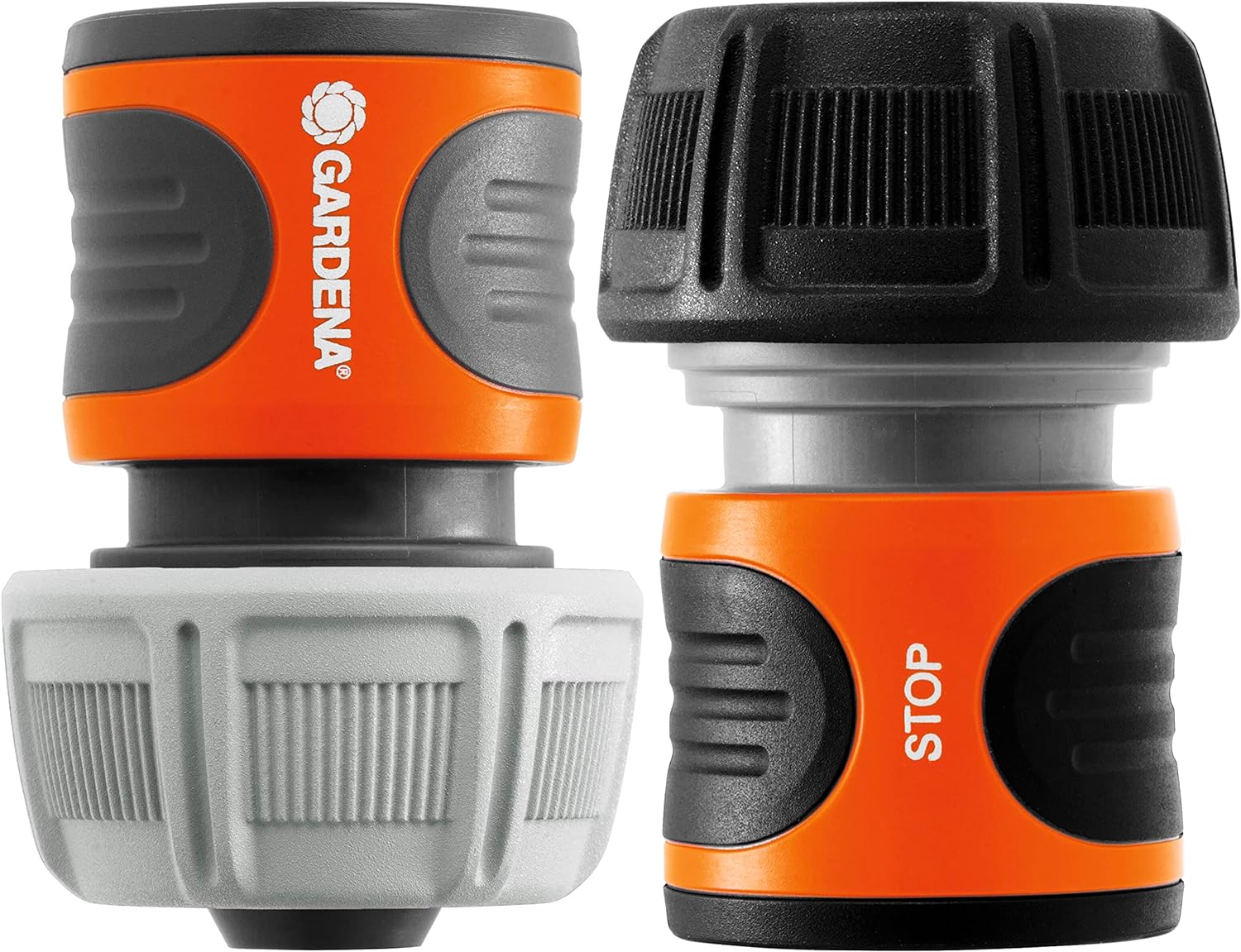 Gardena Hose Connector Set 19 mm (3/4 inch): for The Beginning and end of The Hose, Connector to fit All Original System Parts, UV and Frostproof (18275-20) (Pack of 2
