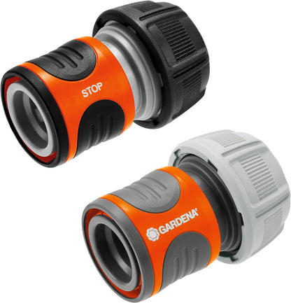 Gardena Hose Connector Set 19 mm (3/4 inch): for The Beginning and end of The Hose, Connector to fit All Original System Parts, UV and Frostproof (18275-20) (Pack of 2