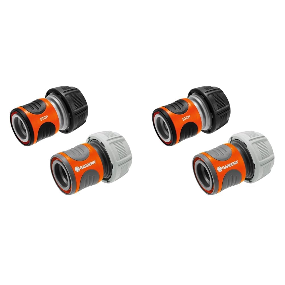Gardena Hose Connector Set 19 mm (3/4 inch): for The Beginning and end of The Hose, Connector to fit All Original System Parts, UV and Frostproof (18275-20) (Pack of 2