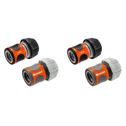 Gardena Hose Connector Set 19 mm (3/4 inch): for The Beginning and end of The Hose, Connector to fit All Original System Parts, UV and Frostproof (18275-20) (Pack of 2