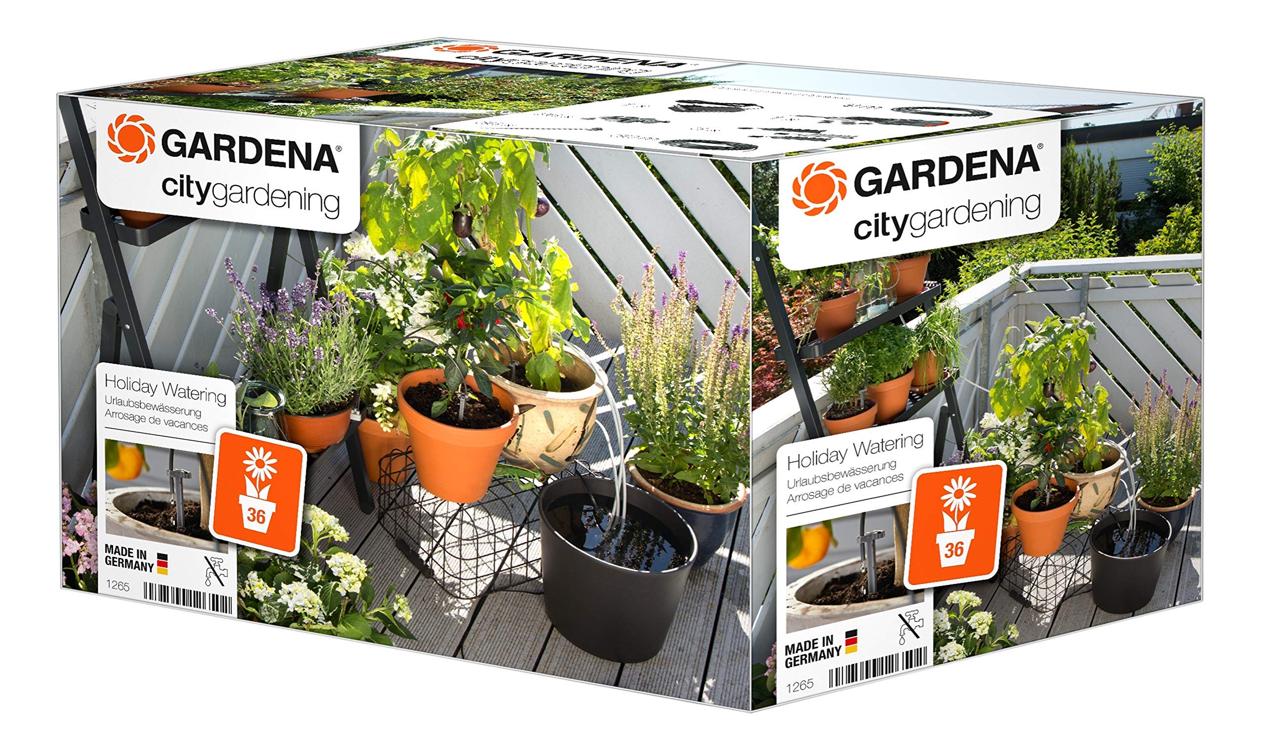 Gardena city gardening Urlaubsbewässerung: Pflanzenbewässerungs-Set für drinnen und draußen, individuelle Bewässerung von bis zu 36 Pflanzen (1265-20) Urlaubsbewässerung Single