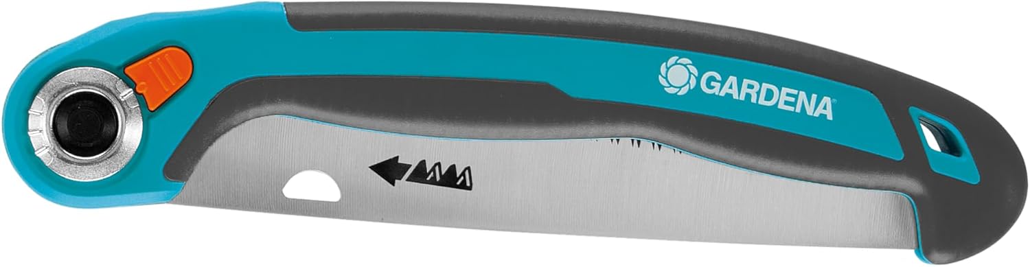 GARDENA folding saw 200 P: Handy Train Saw From Highquality spring Steel, Grandiose Sawing, Precise Cut, Angled Handle Form (8743-20