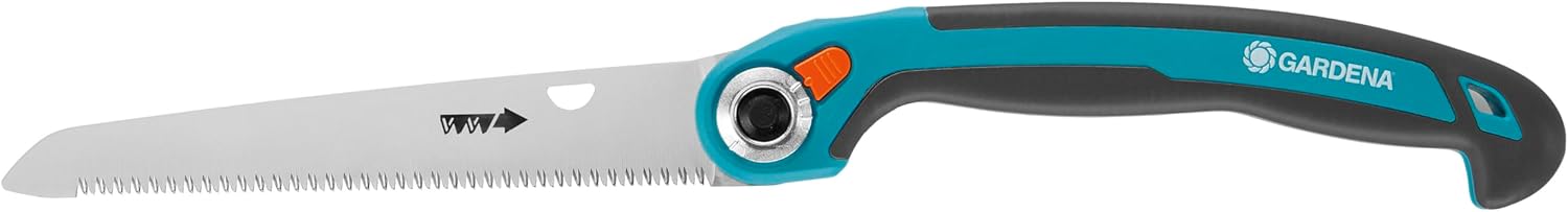 GARDENA folding saw 200 P: Handy Train Saw From Highquality spring Steel, Grandiose Sawing, Precise Cut, Angled Handle Form (8743-20