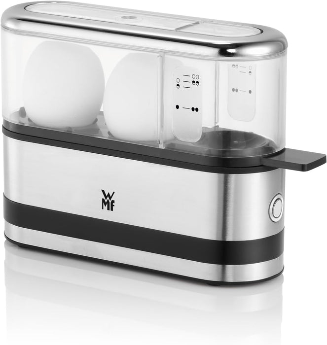 WMF Küchenminis 2-Eier-Kocher, Eierkocher 2 Eier, mit Eipick, BPA-freies Tritan, 250 W, cromargan matt
