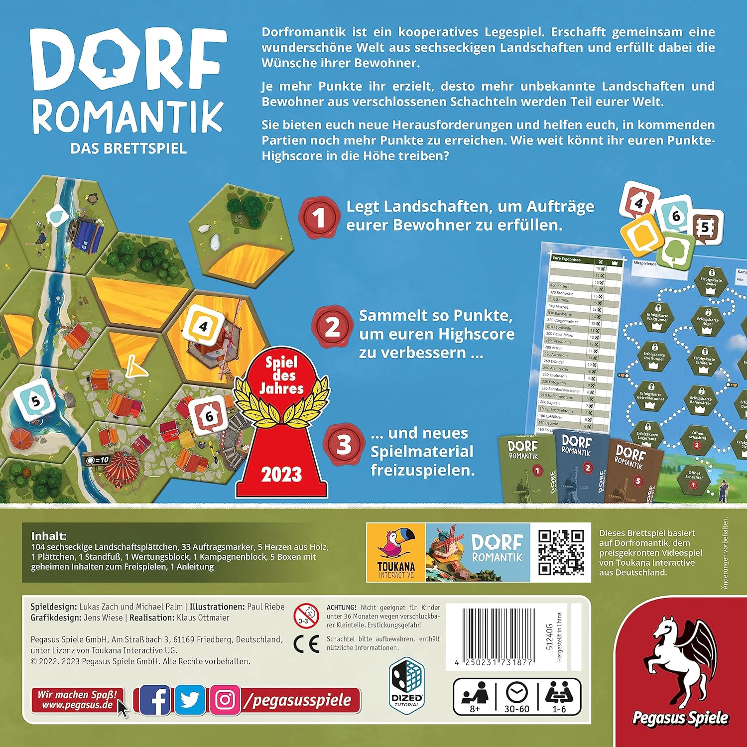 Pegasus Spiele Dorfromantik - Das Brettspiel Jeu de société Stratégie