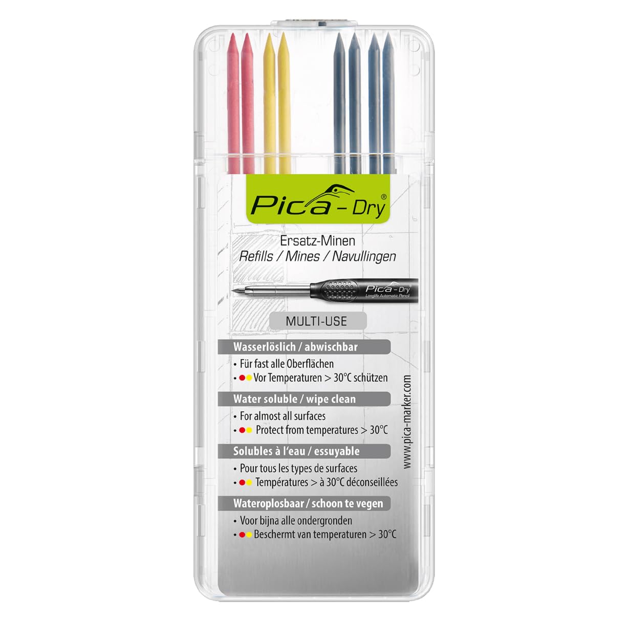 Pica Dry 4020 Diepboorgatmarker 6 Ersatzmine graphit/gelb/rot