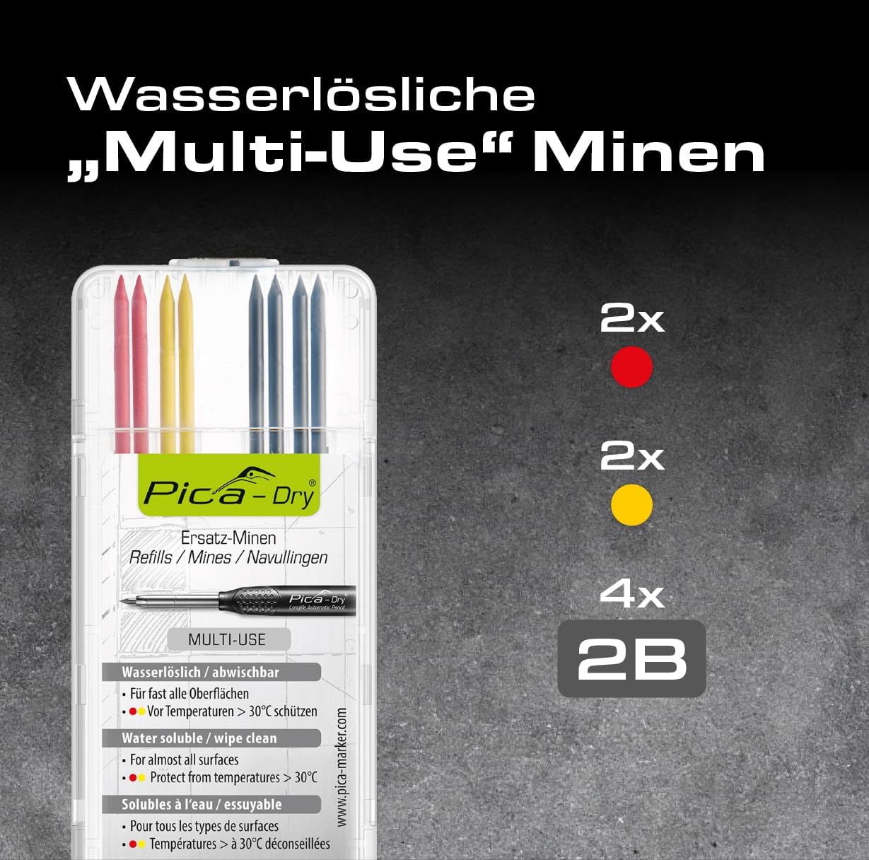Pica Dry 4020 Diepboorgatmarker 6 Ersatzmine graphit/gelb/rot