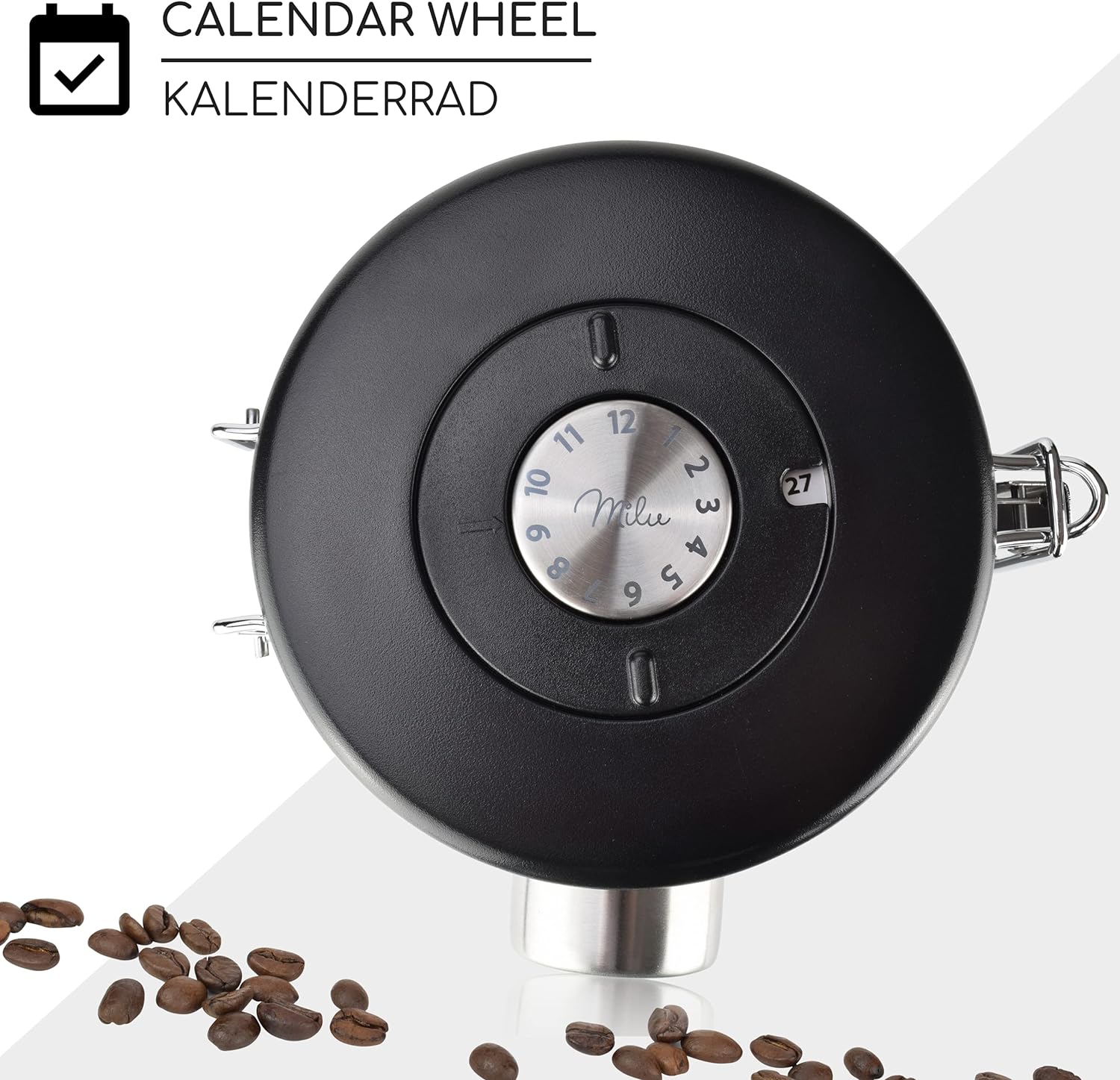 Milu Airtight Coffee Canister | 500 g, 700 g | Coffee Bean Container Stainless Steel Storage Jars Vacuum Coffee Box with Coffee Spoon (Stainless Steel, 500 g) Stainlesssteel 500 g