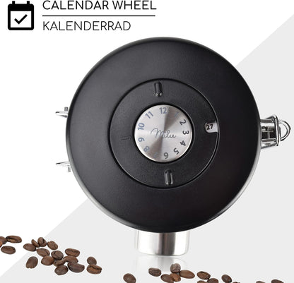 Milu Airtight Coffee Canister | 500 g, 700 g | Coffee Bean Container Stainless Steel Storage Jars Vacuum Coffee Box with Coffee Spoon (Stainless Steel, 500 g) Stainlesssteel 500 g