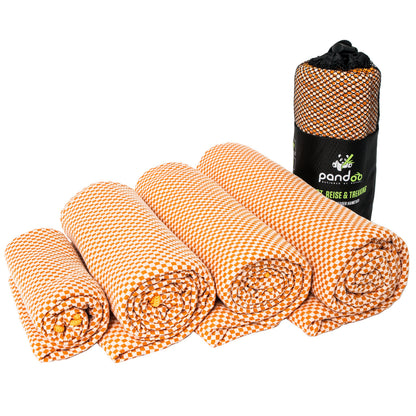 pandoo Bambus Reisehandtuch - Ultraleicht, extrem saugfähig & schnelltrocknend - Besser als herkömmliche Mikrofaser - Sport-, Reise-, Trekking- & Badetuch - alle Größen in 5 Farben Orange S - 80x40cm
